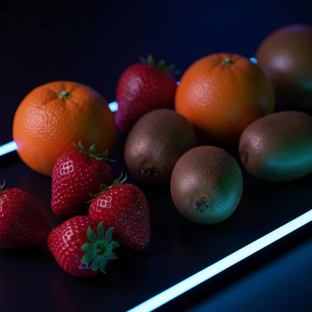 Frukt med dramatiska skuggor