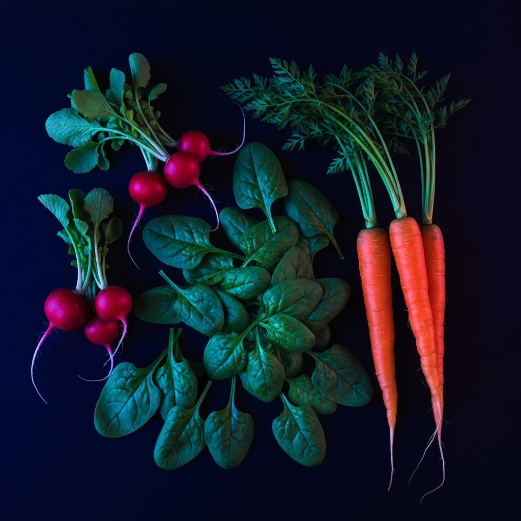 Grönsaker med neonbelysning