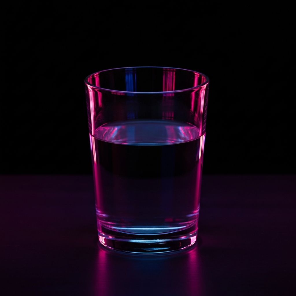 Vattenglas med ljusreflektioner